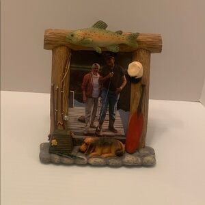 Rustic Fishing Photo Frame with Fish Accent - Brown & Green 4 x 6